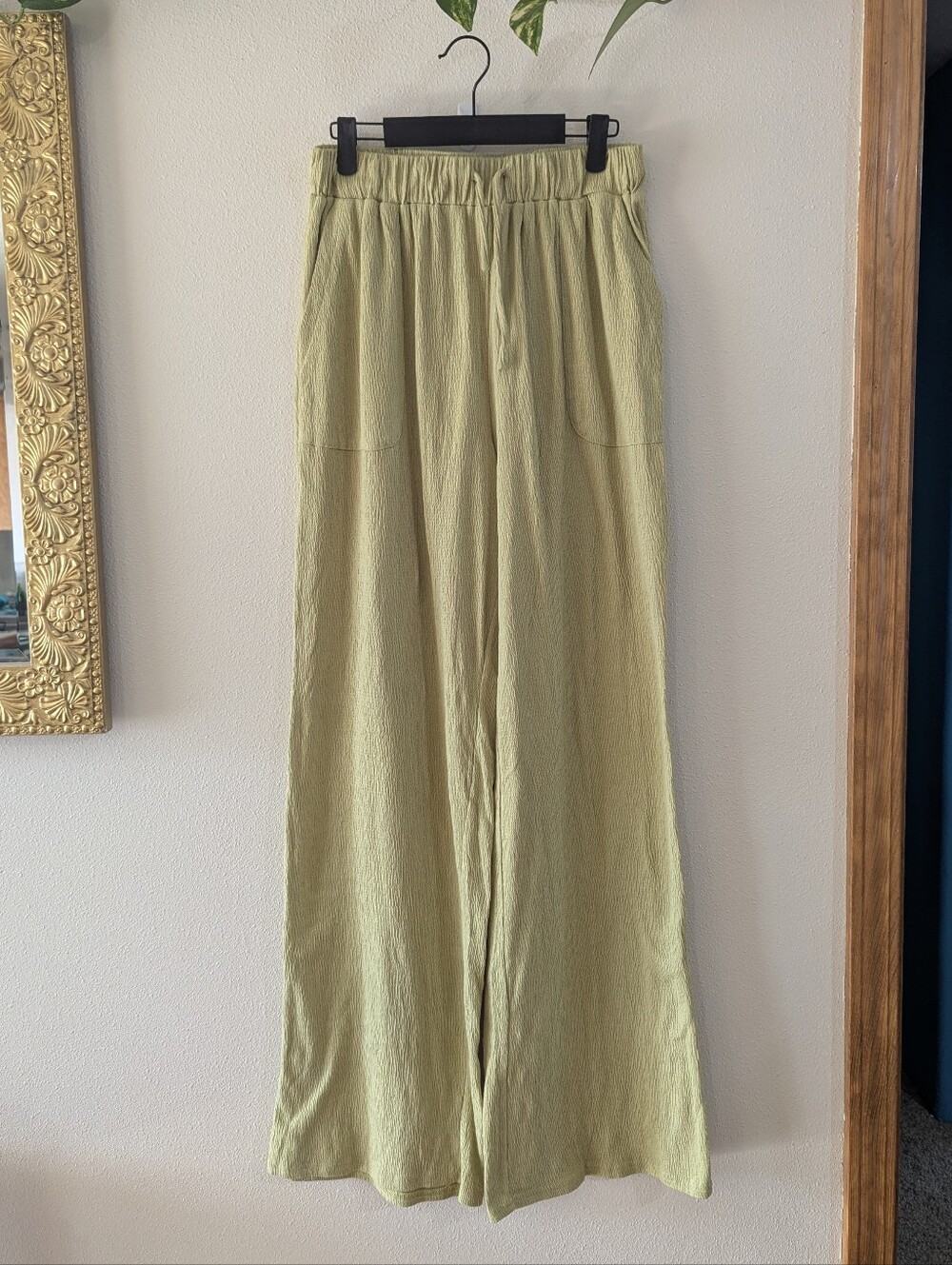 Knit Wide Leg Chartreuse Pants